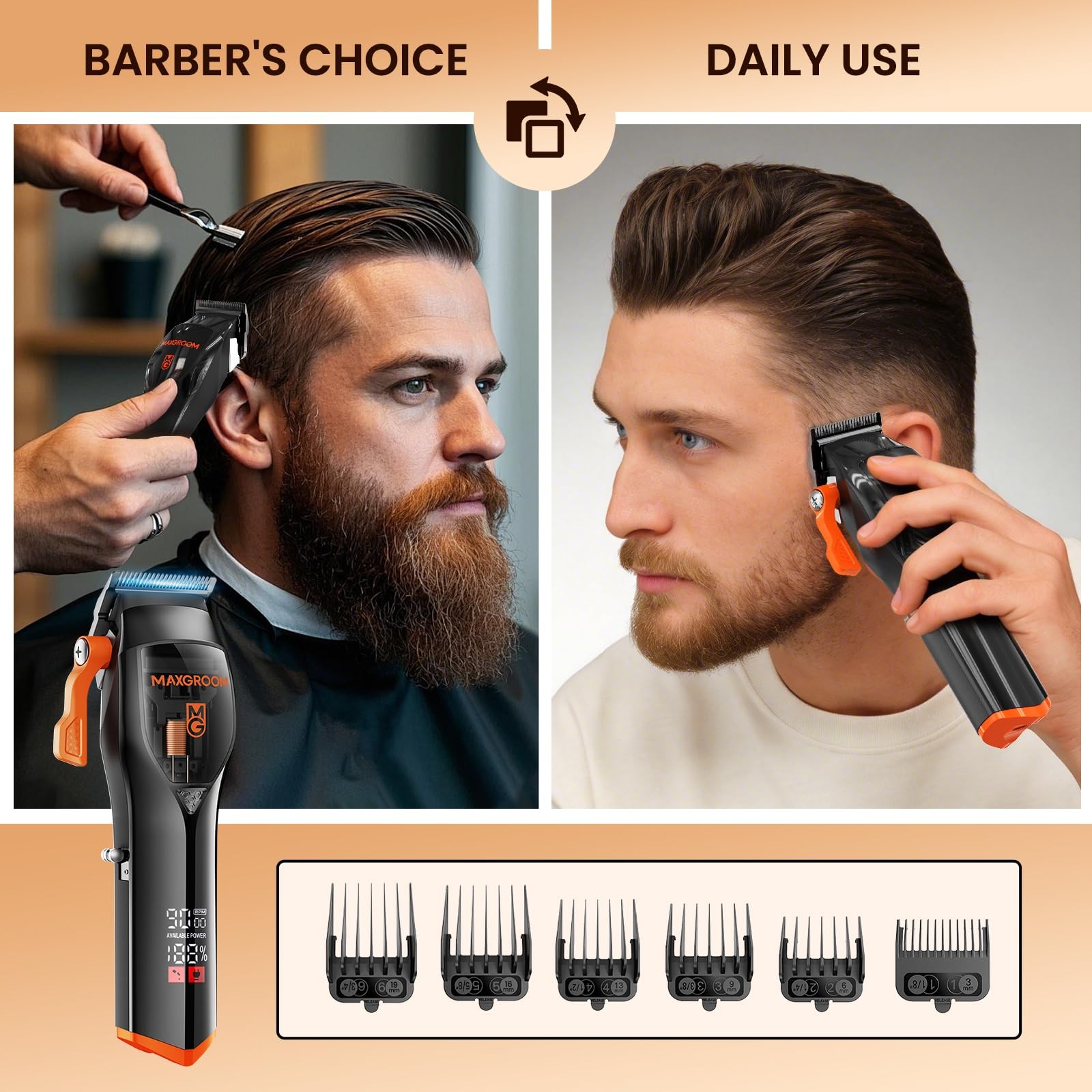 9000 RPM Cordless Mens Hair Clipper for Hair Cutting, Fading