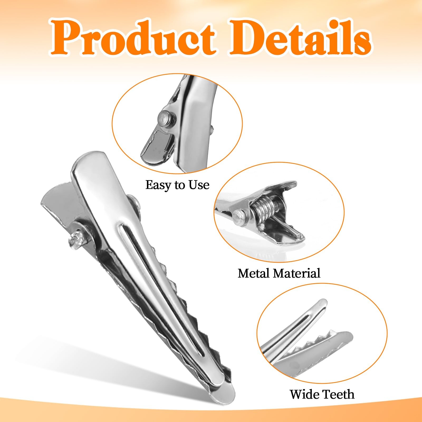 Bewudy 100 Pcs Small Alligator Hair Clips, 30MM Silver Metal