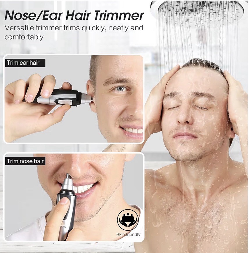 Zorami Waterproof Cordless Nose Ear Hair Trimmer Washable Removable Cutter Head