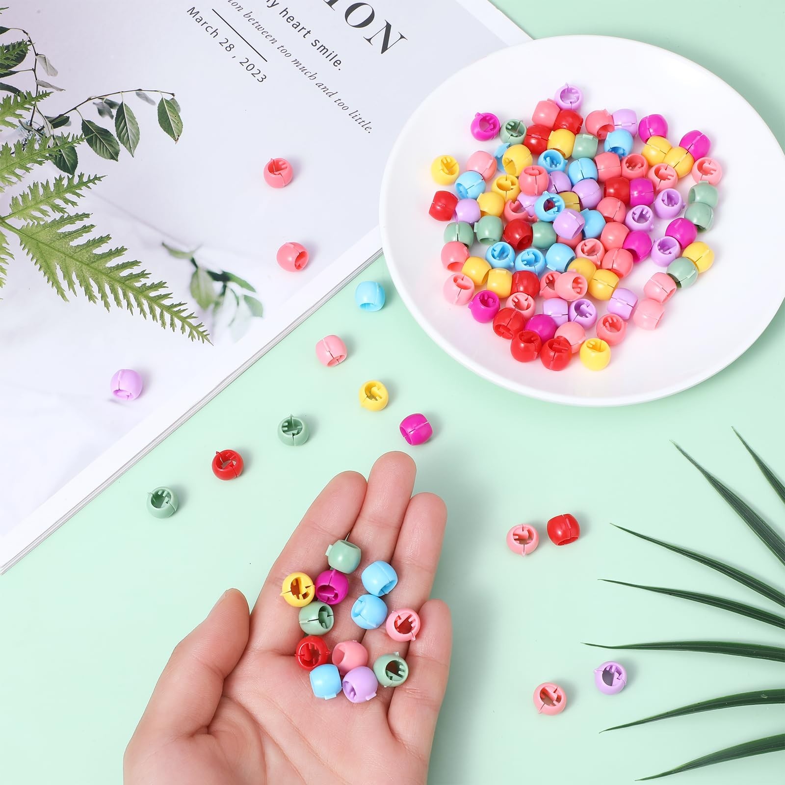 Hair Beads, 100 Pcs Rainbow Mini Clips 1 Count (Pack of 100), Multicolor