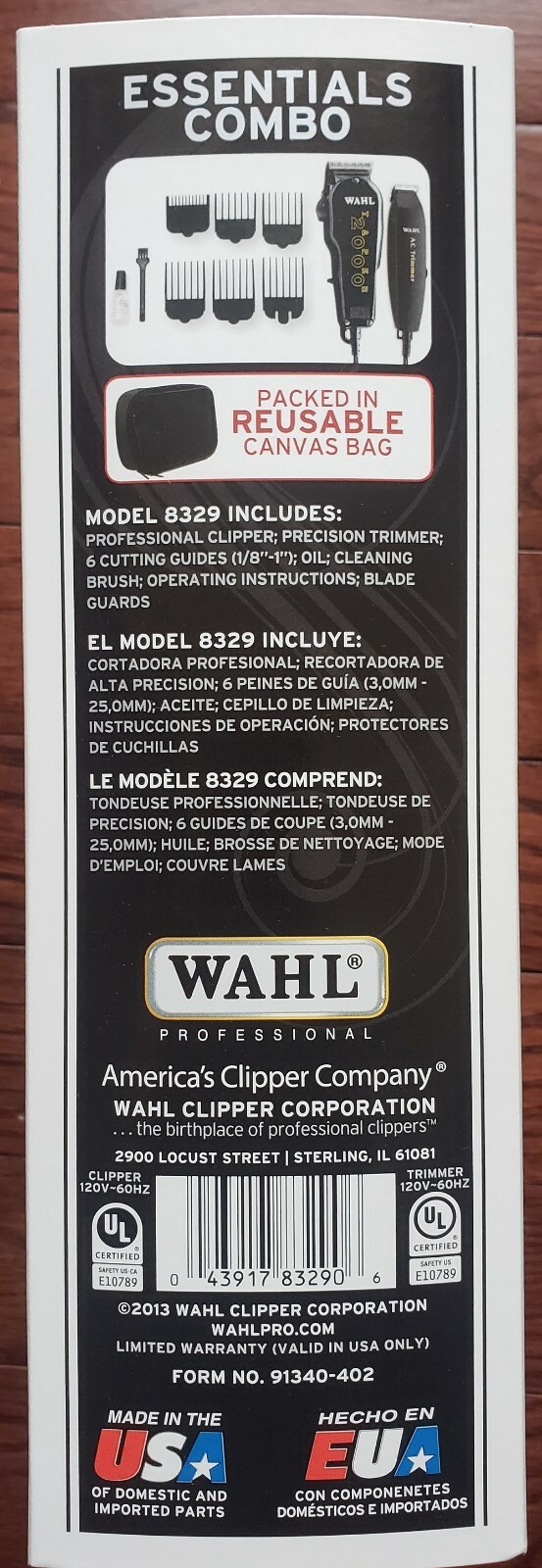 Wahl Essentials Combo Clipper and Trimmer w/Guards & Blade Brush #8329