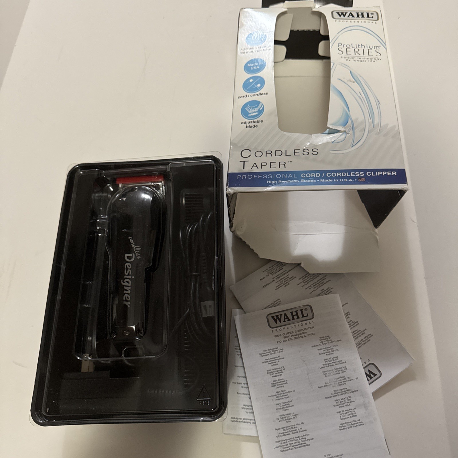 WAHL Professional Cordless Designer Clipper with 90+ Minute Run Time 8591 -BLACK