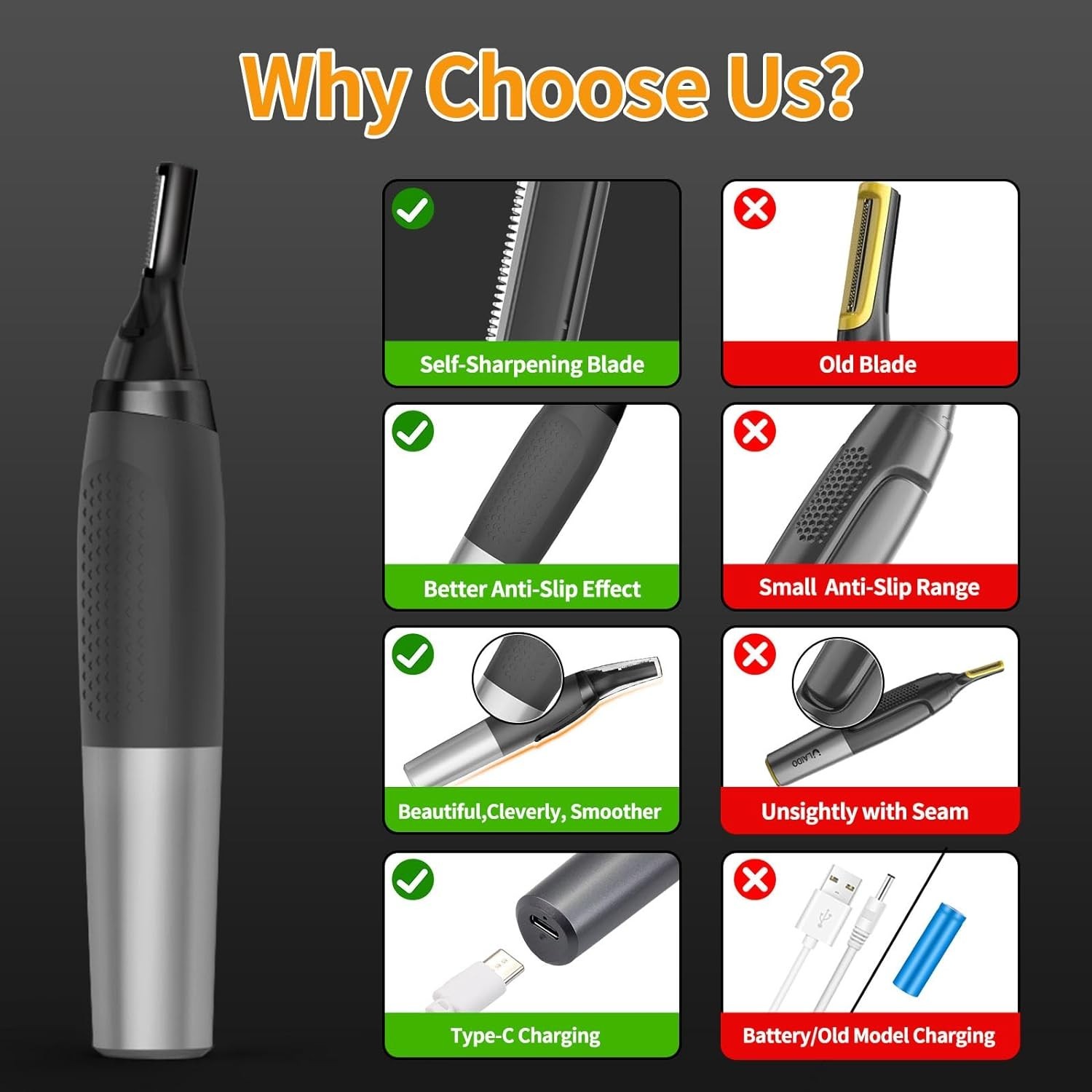 2024 NEW Nose Ear Face Neck Eyebrow Hair Mustache Beard Trimmer Shaver Clippers
