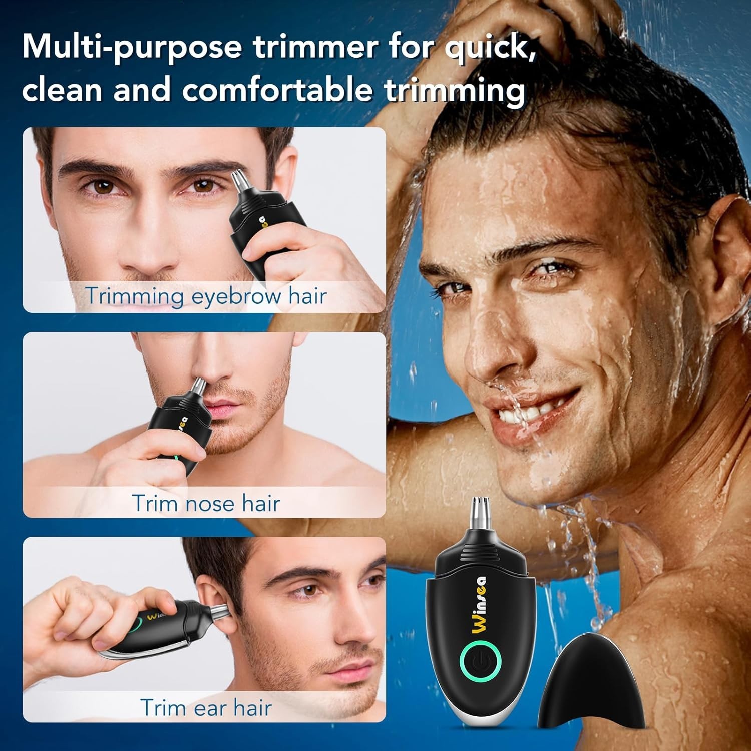 Portable USB Rechargeable Ear and Nose Hair Trimmer – Efficient Grooming for All