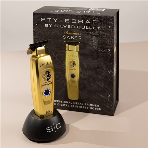 StyleCraft by Silver Bullet Saber Hair Trimmer Gold – Digital Brushless Motor