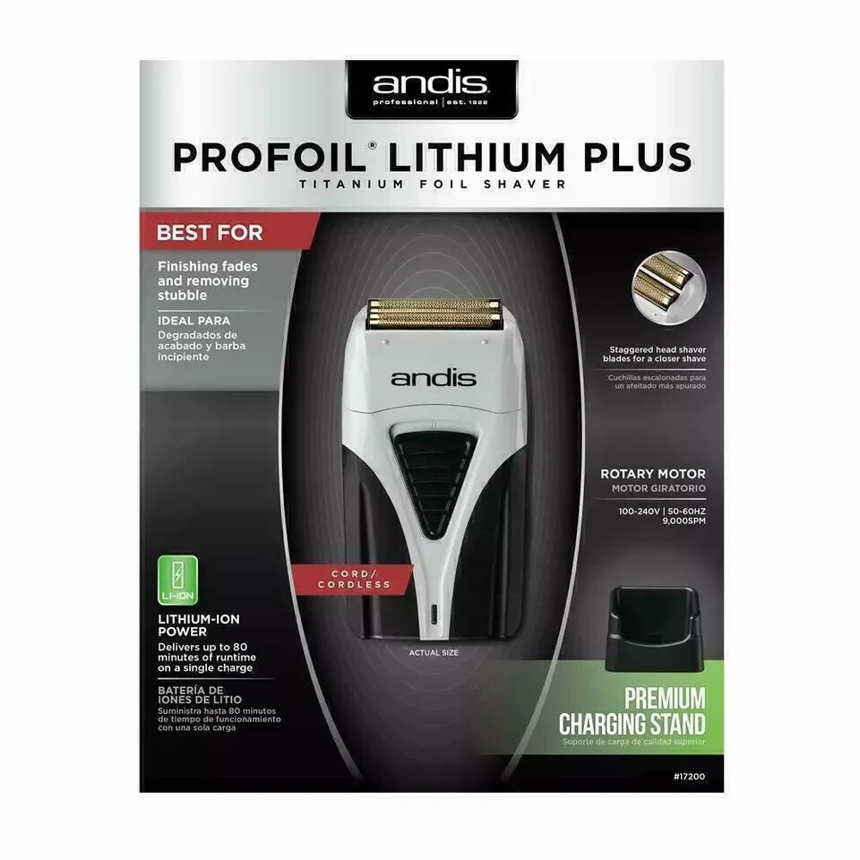 Andis #17200 Titanium Foil Shaver Profoil Lithium P Razor +Charging Dock