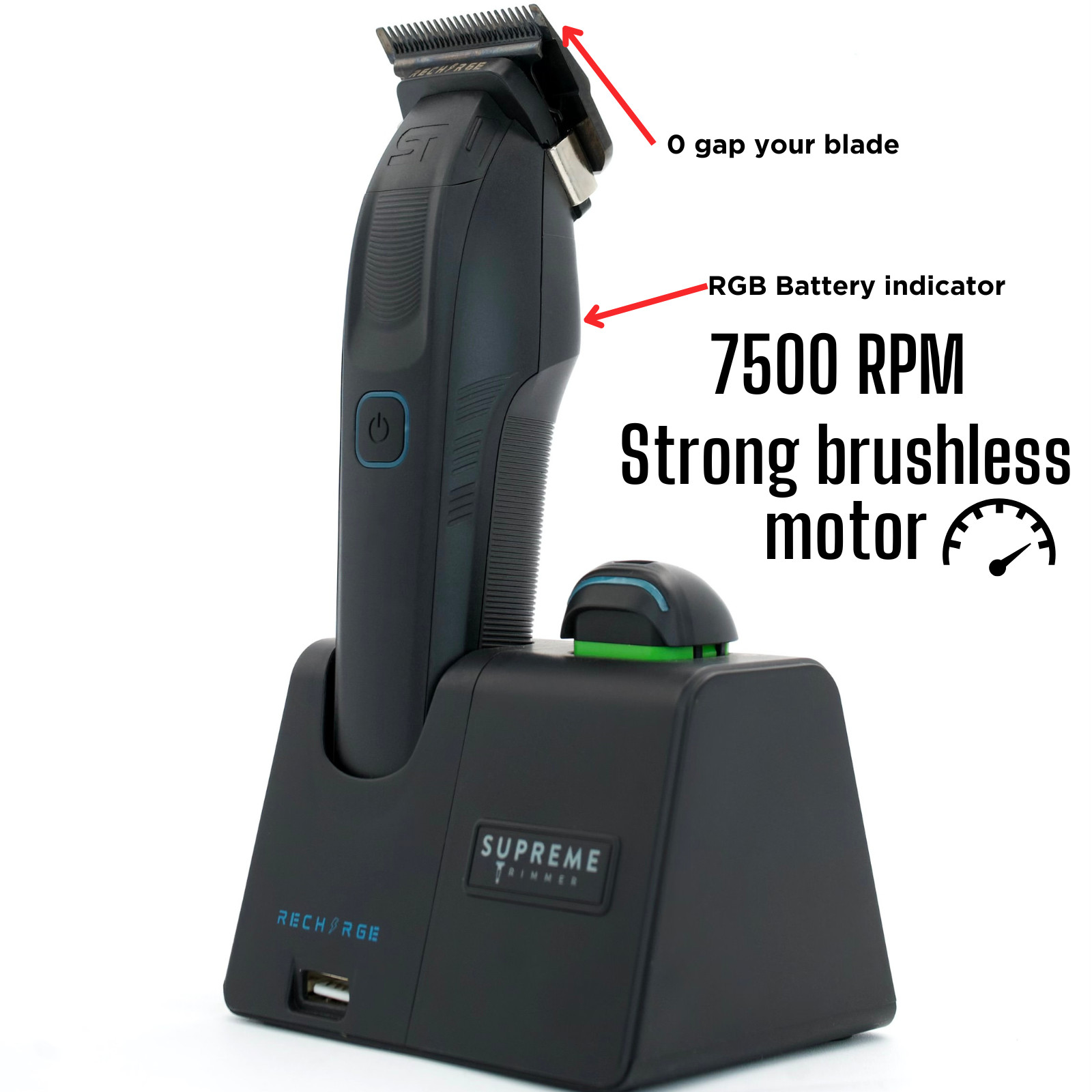 Product image Supreme Trimmer Recharge Clipper w/ DLC Taper Blade STC779 | Black