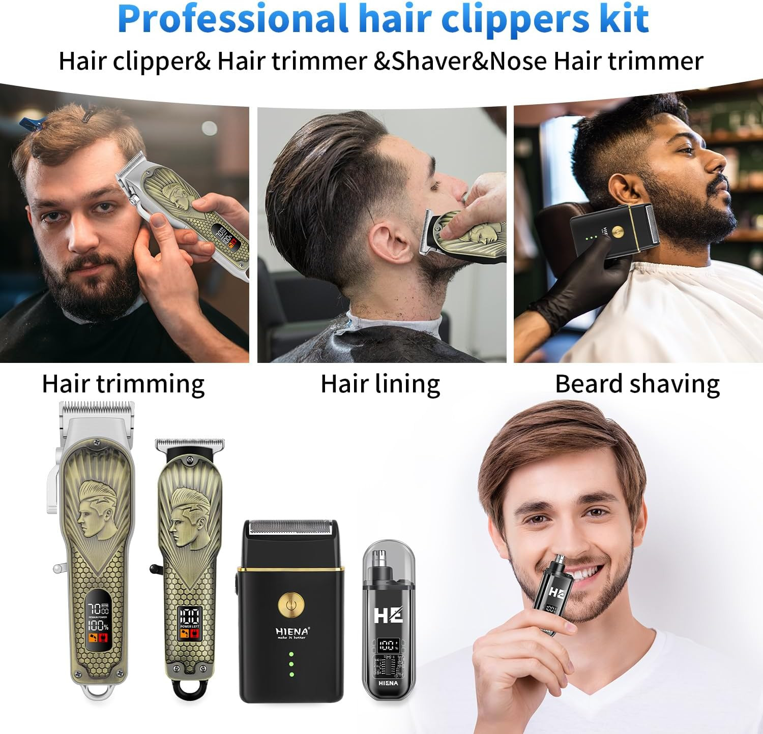 Professional Hair Clippers for Men, Cordless Hair Clipper for Barber Clippers an