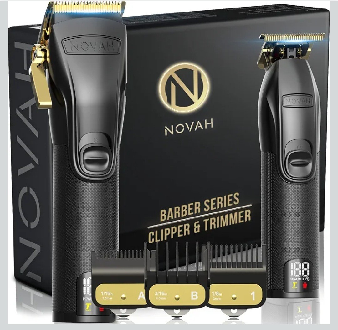 Novah Professional Hair Clippers & Trimmer Set For Men, Haircut Fading Kit, Gold