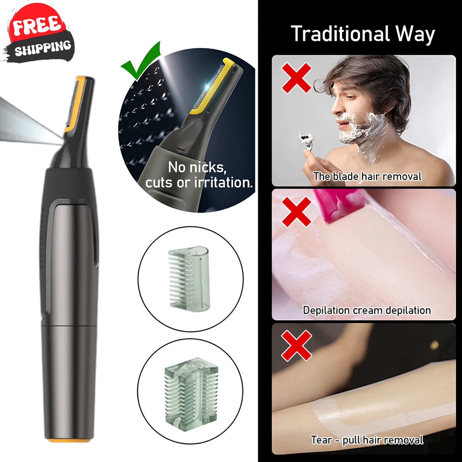 Men Electric Ear Beard Nose Hair Trimmer Eyebrow Mustache Remover Shaver Clipper