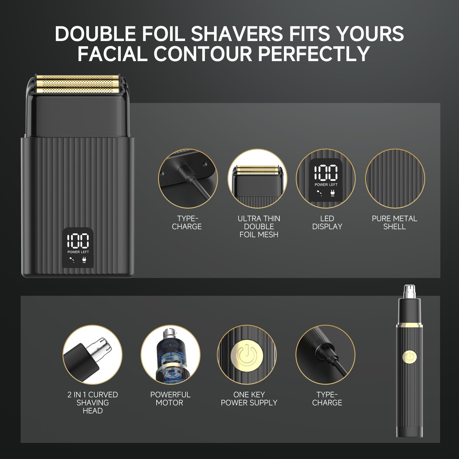 4-in-1 Hair Clippers for Men – Cordless Beard Trimmer LED Display Kit