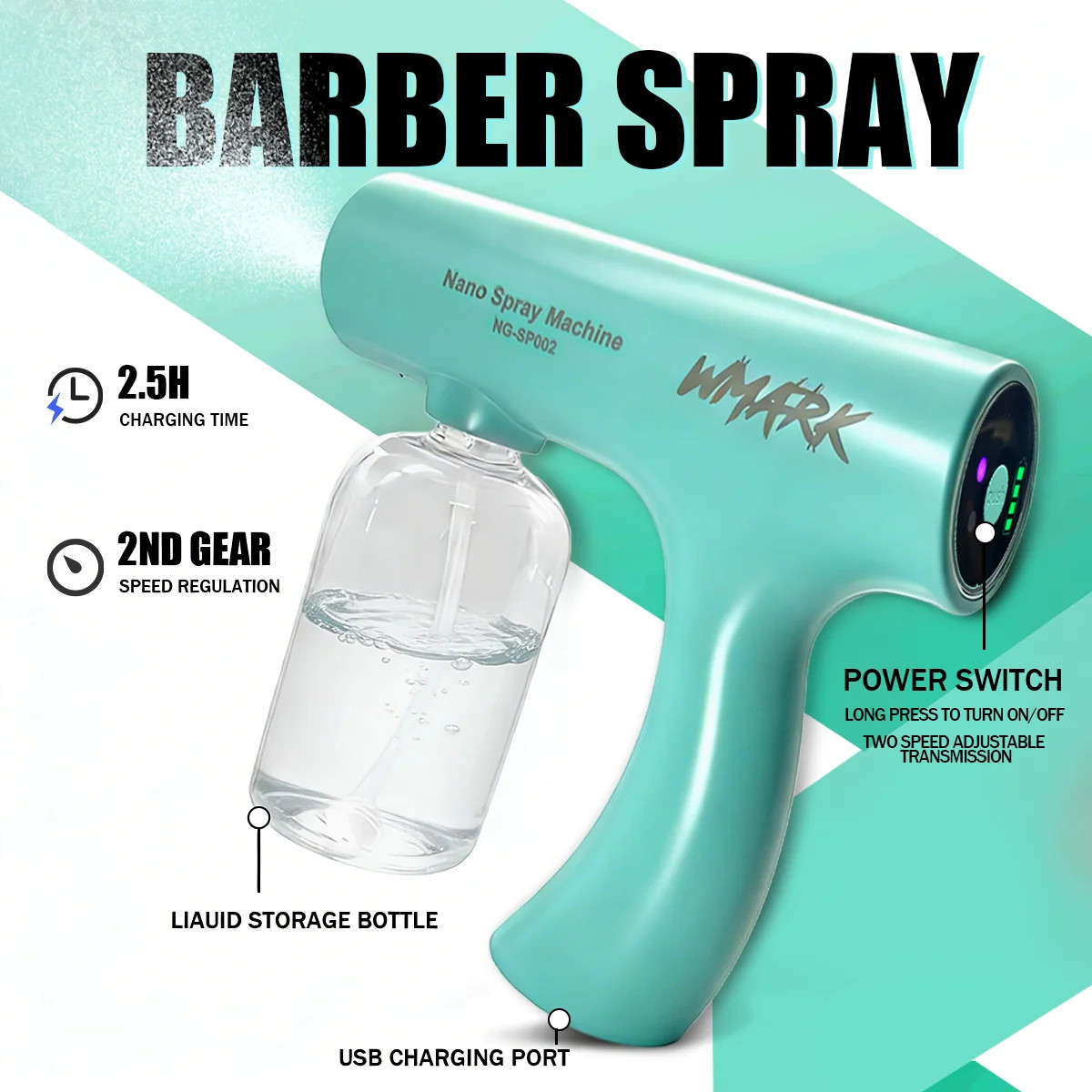 5-in-1 NG-8637 Barber Kit — Hair Clipper, Shaver, Dryer & Spray Bottle Gift Set