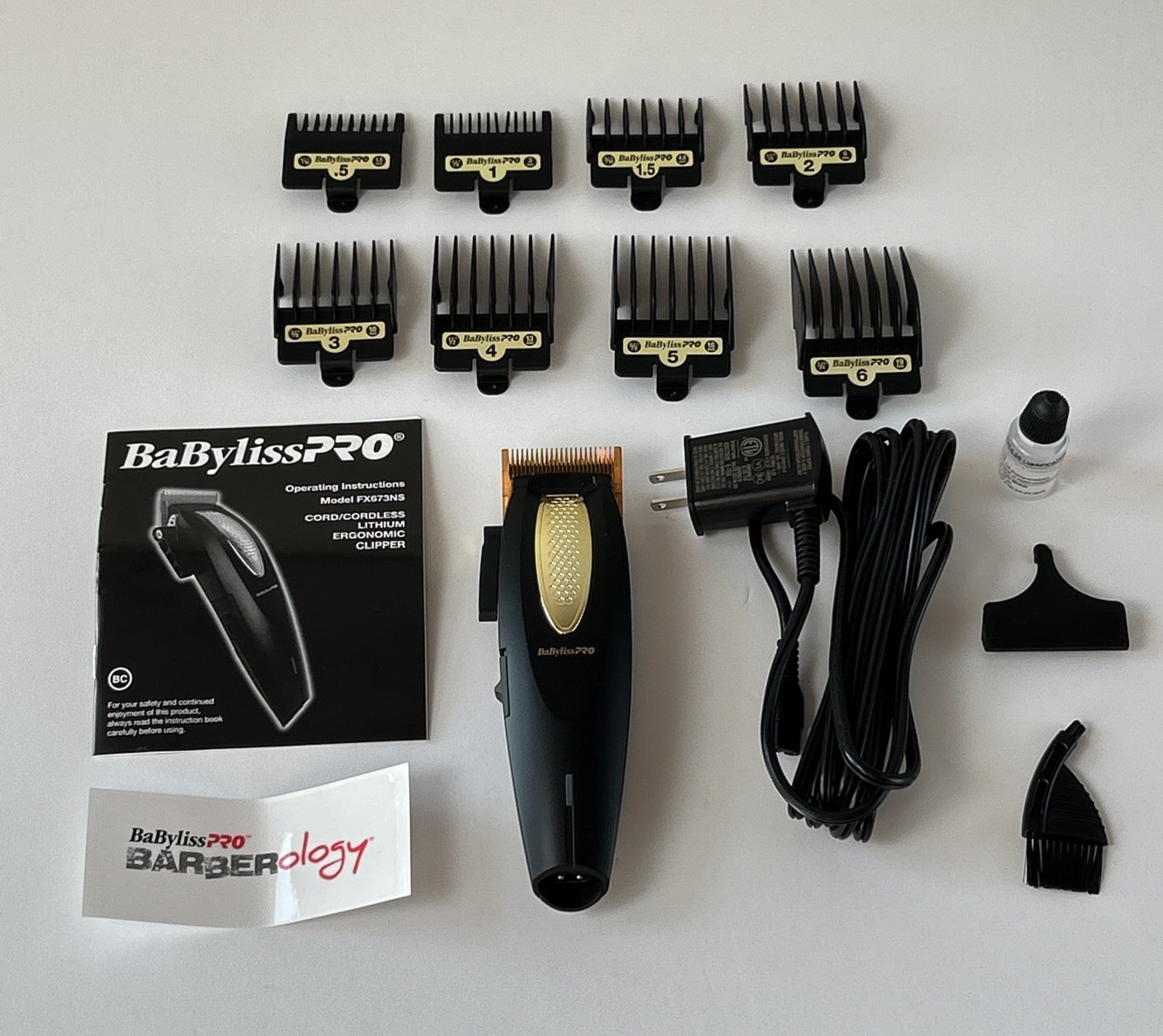 BaBylissPRO LithiumFX+ Cord/Cordless Black Gold Ergonomic Clipper FX673NS