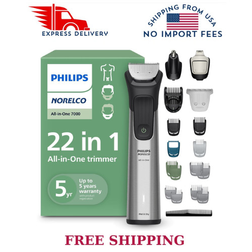 Norelco Philips All-in-One 7000 22-in-1 Trimmer, Face, Hair & Body, Steel