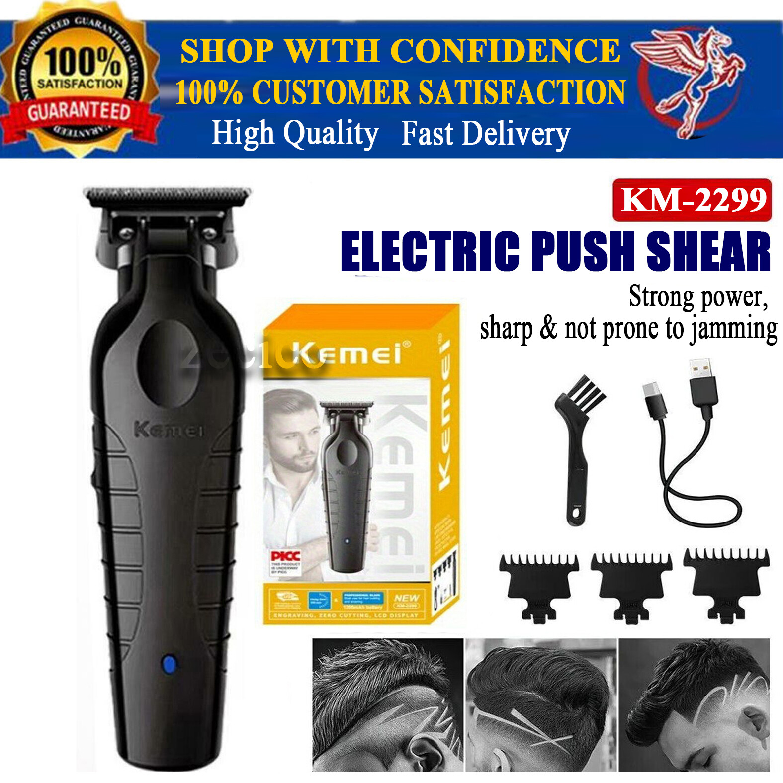 Kemei Cordless Hair Clipper Electric Hair Clipper 0 Gap Trimmer HairCutting 2299