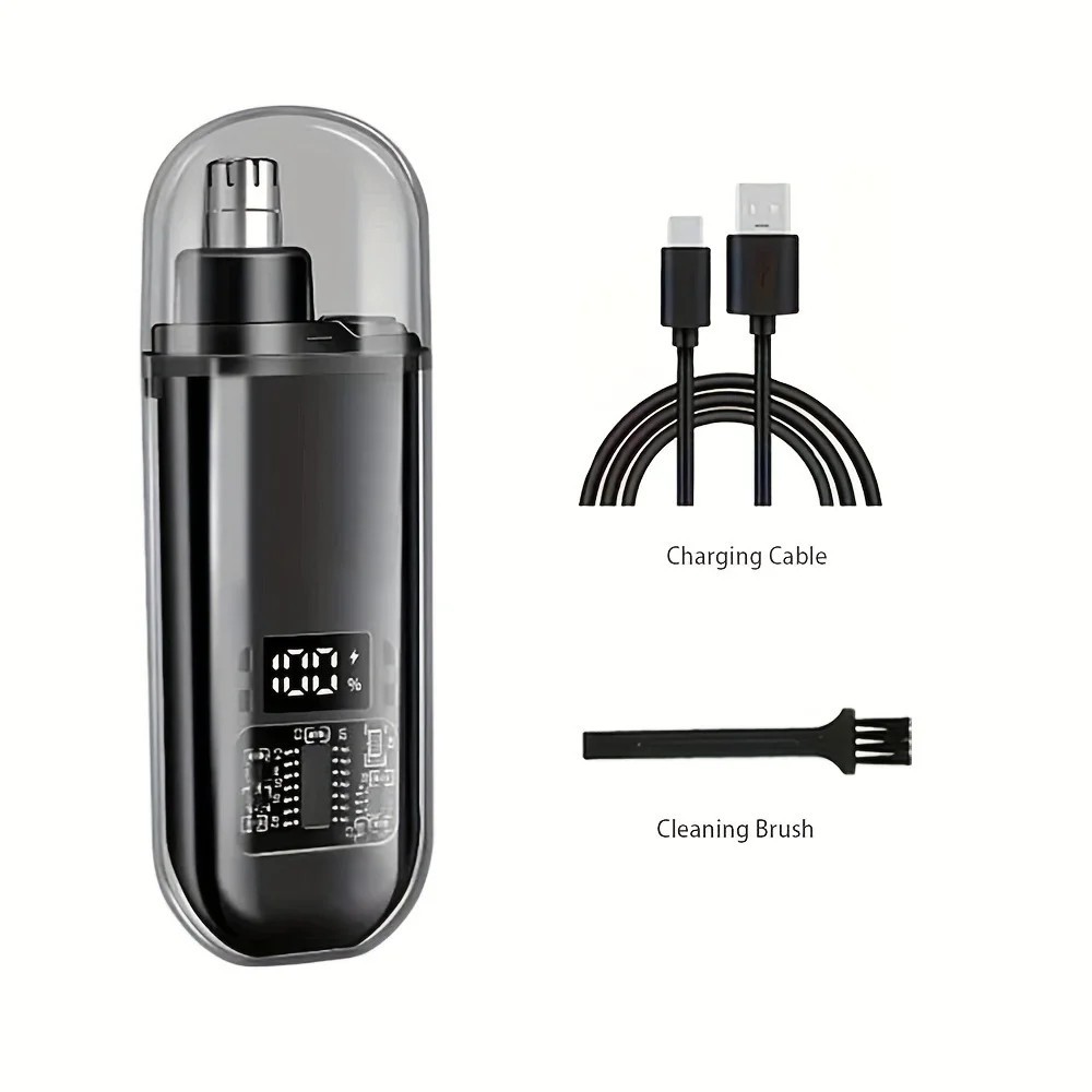 Men Nose Ear Hair Trimmer USB Type-C Rechargeable Fast Charge Portable Compact