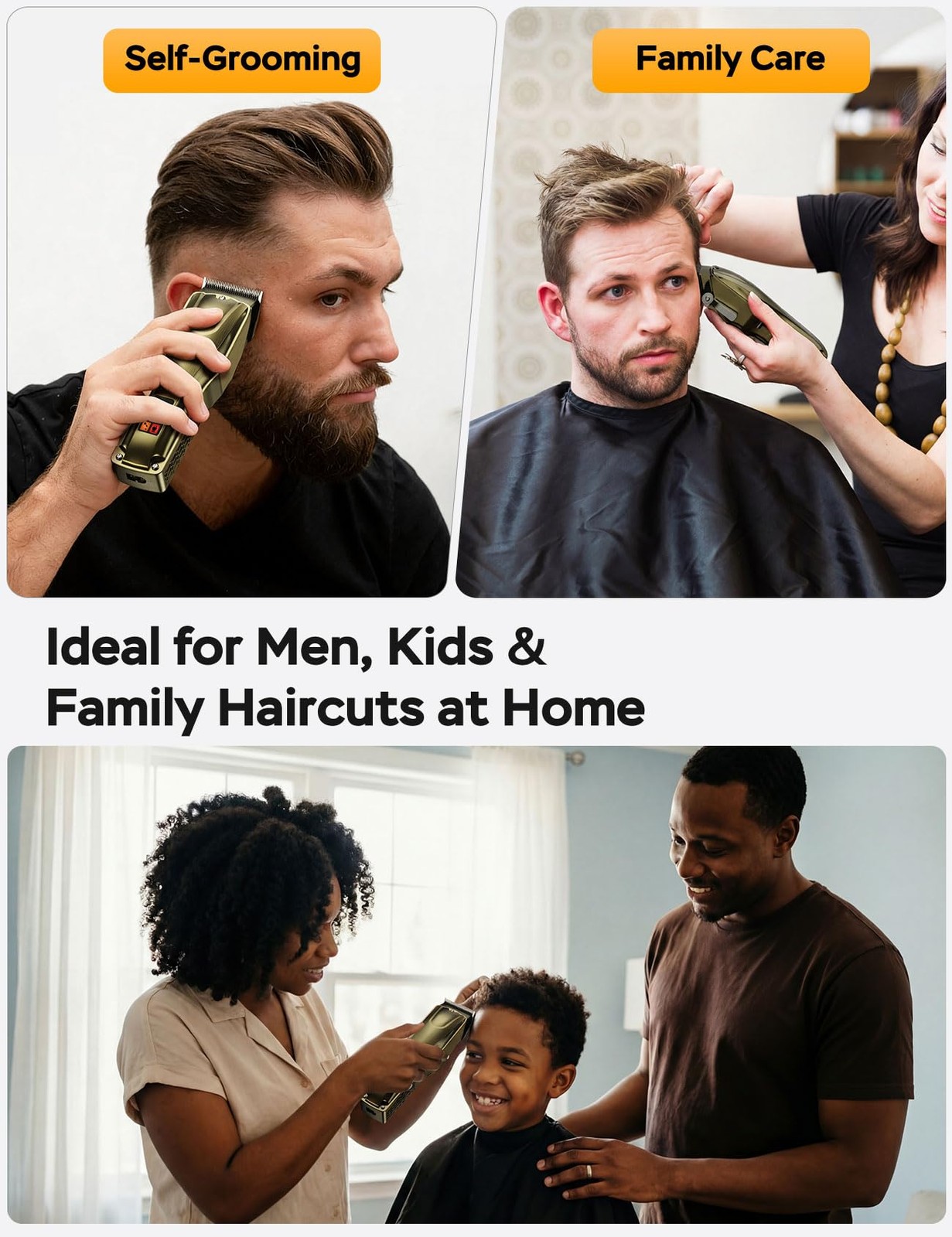 Hair Clippers for Men, Cordless & Corded Barber Clipper with 5Hrs Runtime, 7000R