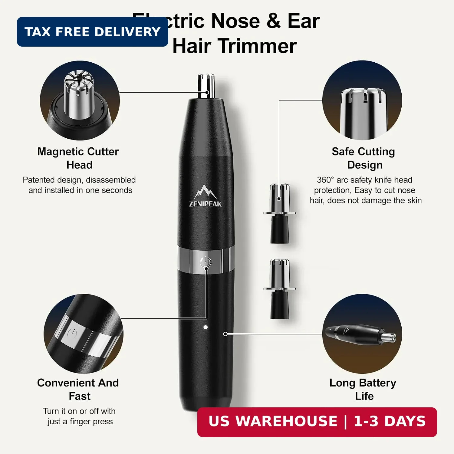 Professional Nose Hair Trimmer for Men & Women, USB-C Rechargeable Electric Ear