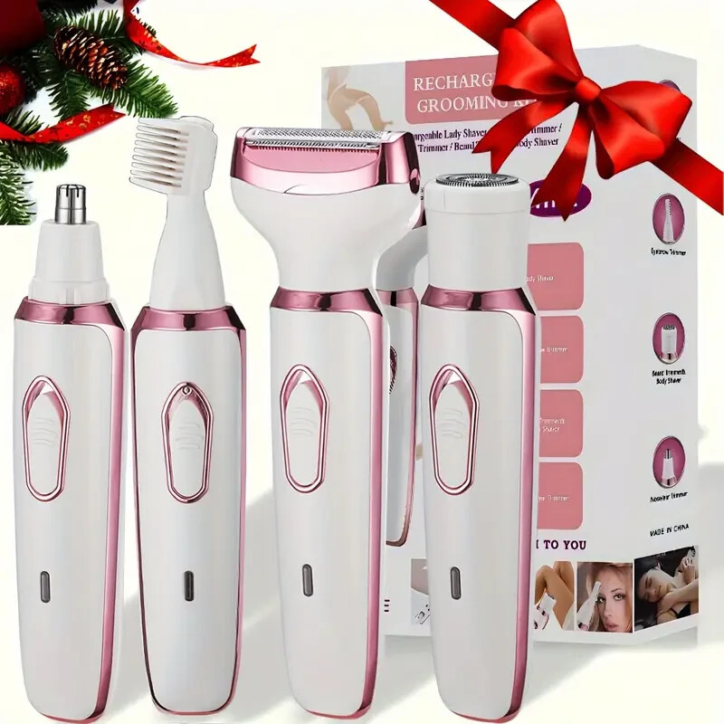 4 in 1 Women Electric Grooming Kit Body Hair Remover Nose Hair Bikini Trimmer