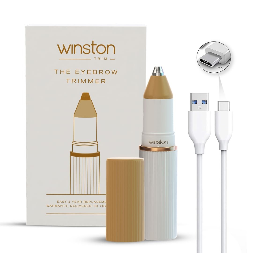Winston Rechargeable Electric Eyebrow Trimmer for Women,WET-101,White & Gold