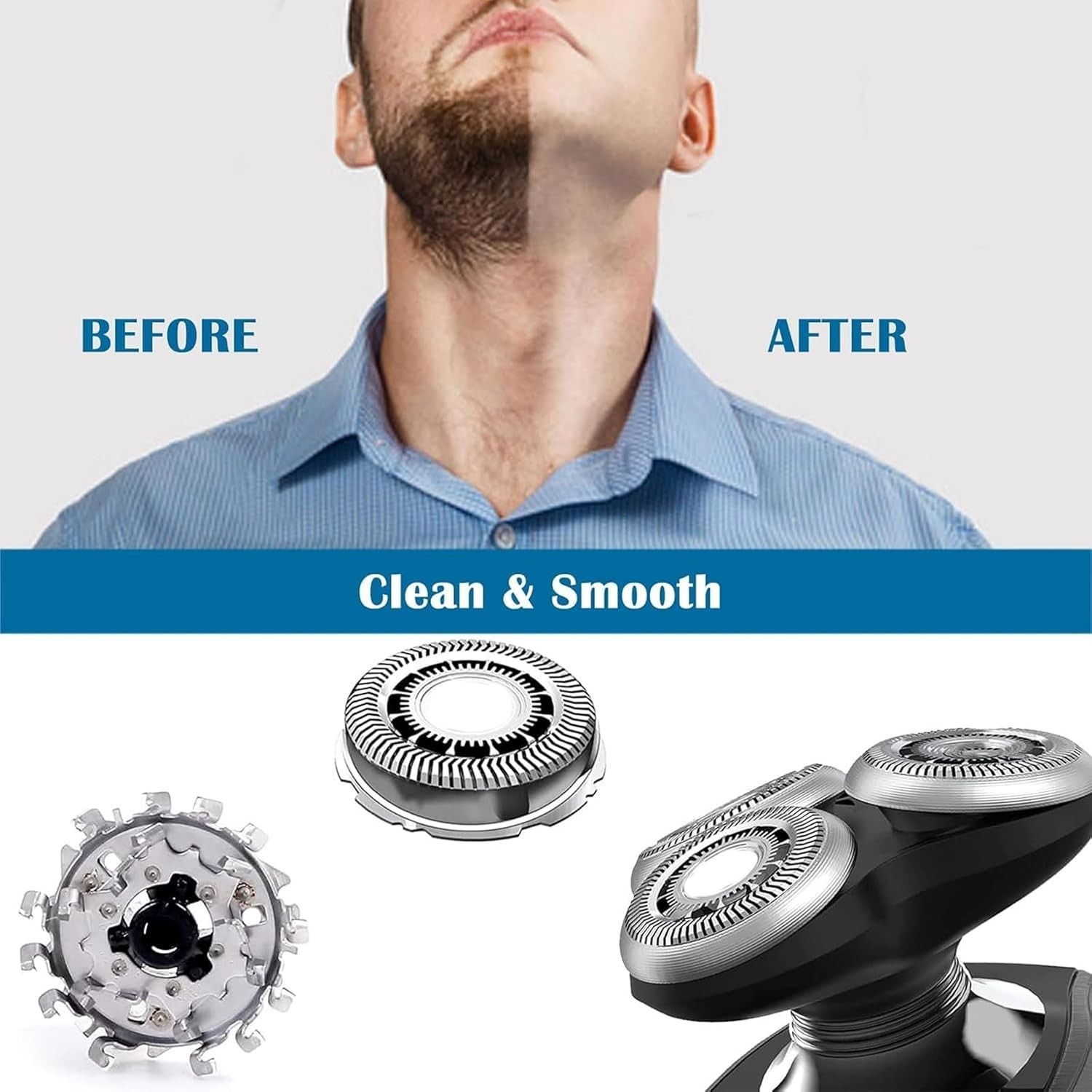 Pack of 3 SH90 Replacement Heads for Philips Shaver Series 9000 8000