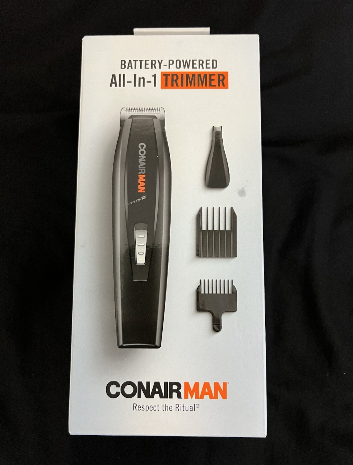 ConairMAN All-In-One Battery-Powered Trimmer for Men’s Face, Black
