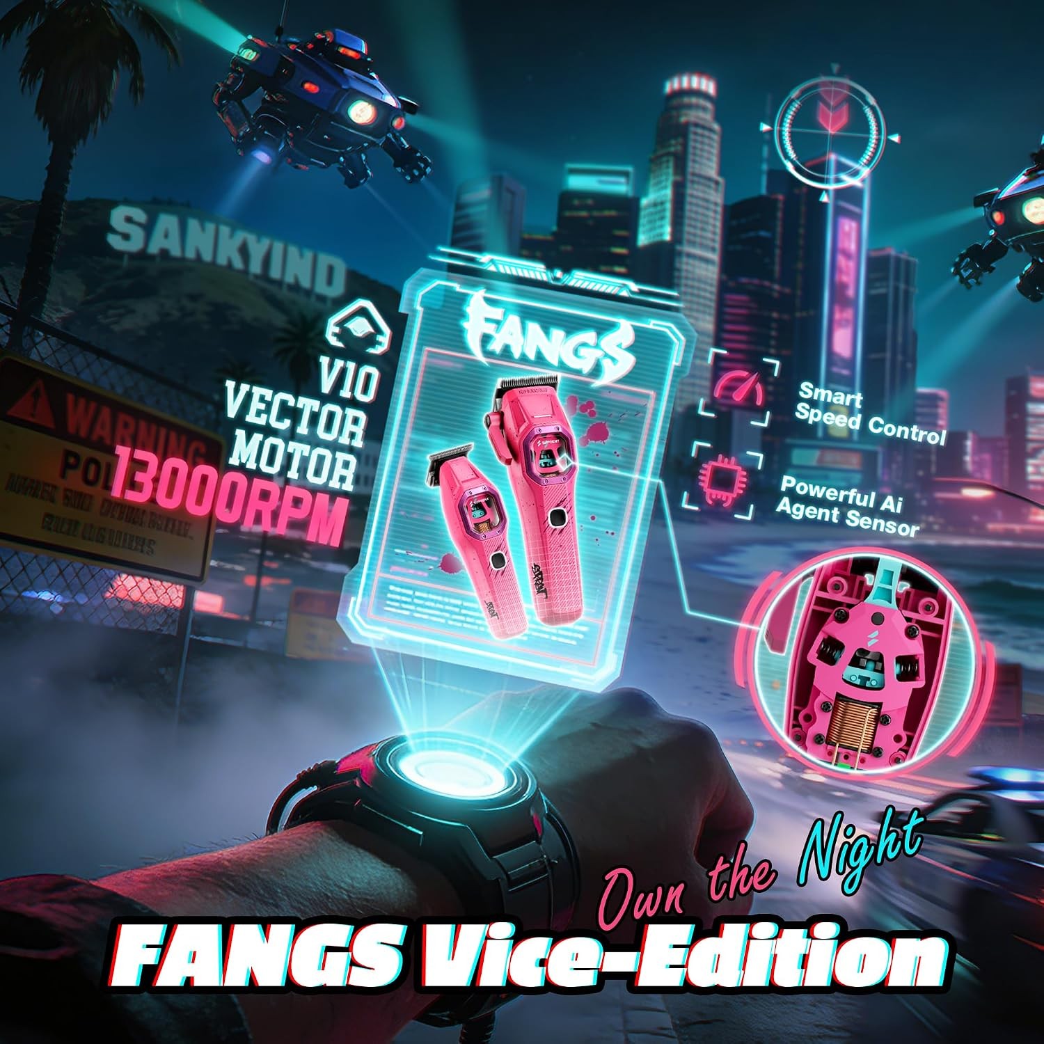 SUPRENT Fangs Barber Clippers Vector Motor Pink