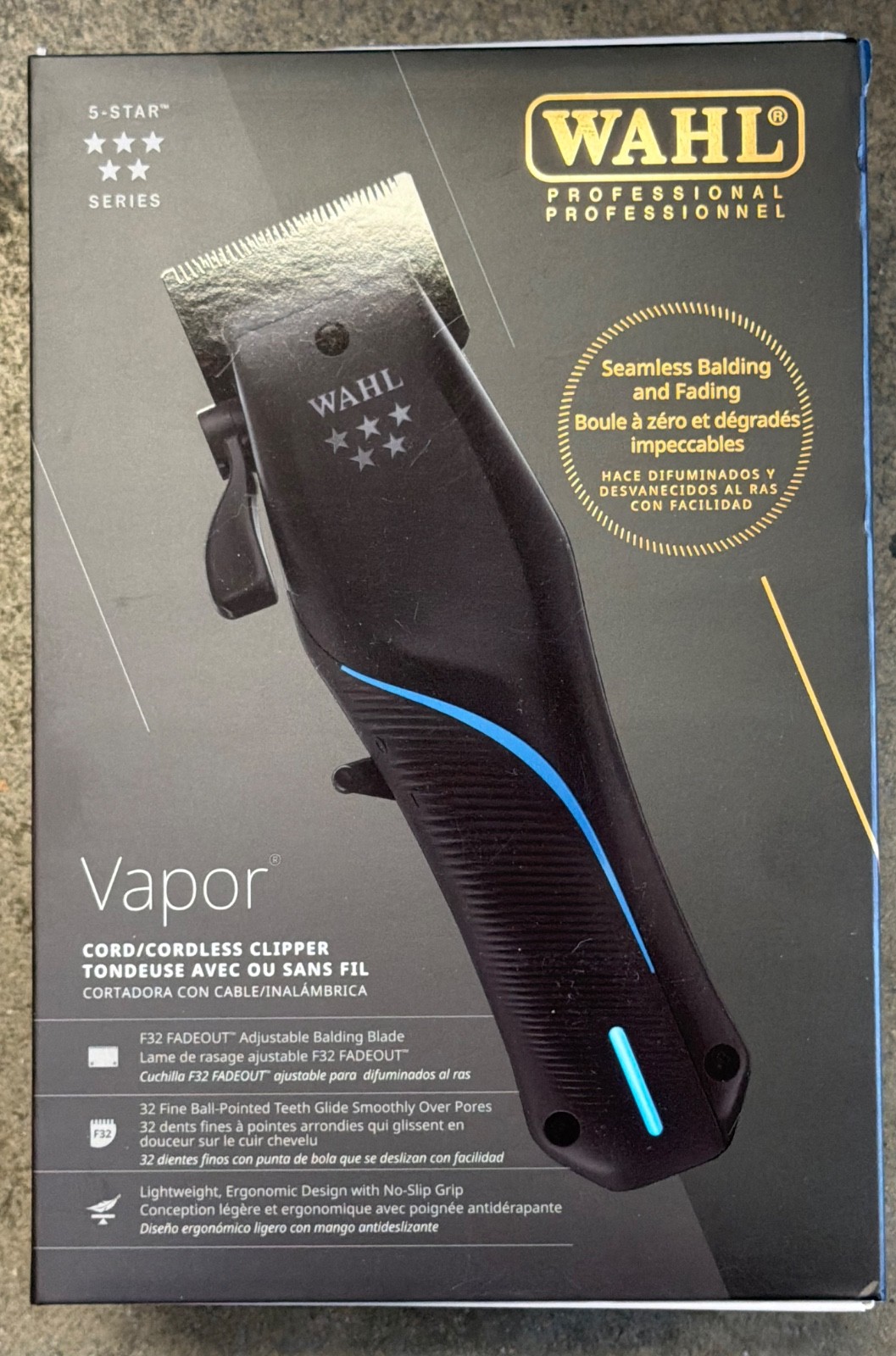 Wahl Vapor Cordless Clipper With F32 FadeOut Blade 3026480