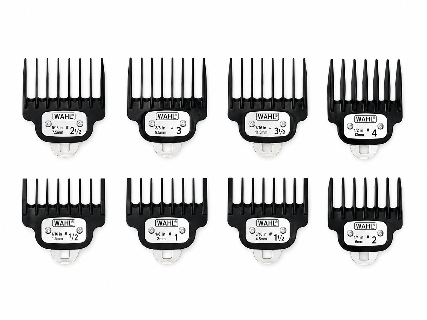 Wahl Trimmer Replacement 8 Piece T Blade Guard Comb Set #1/2 – #4 w/ Metal Clip