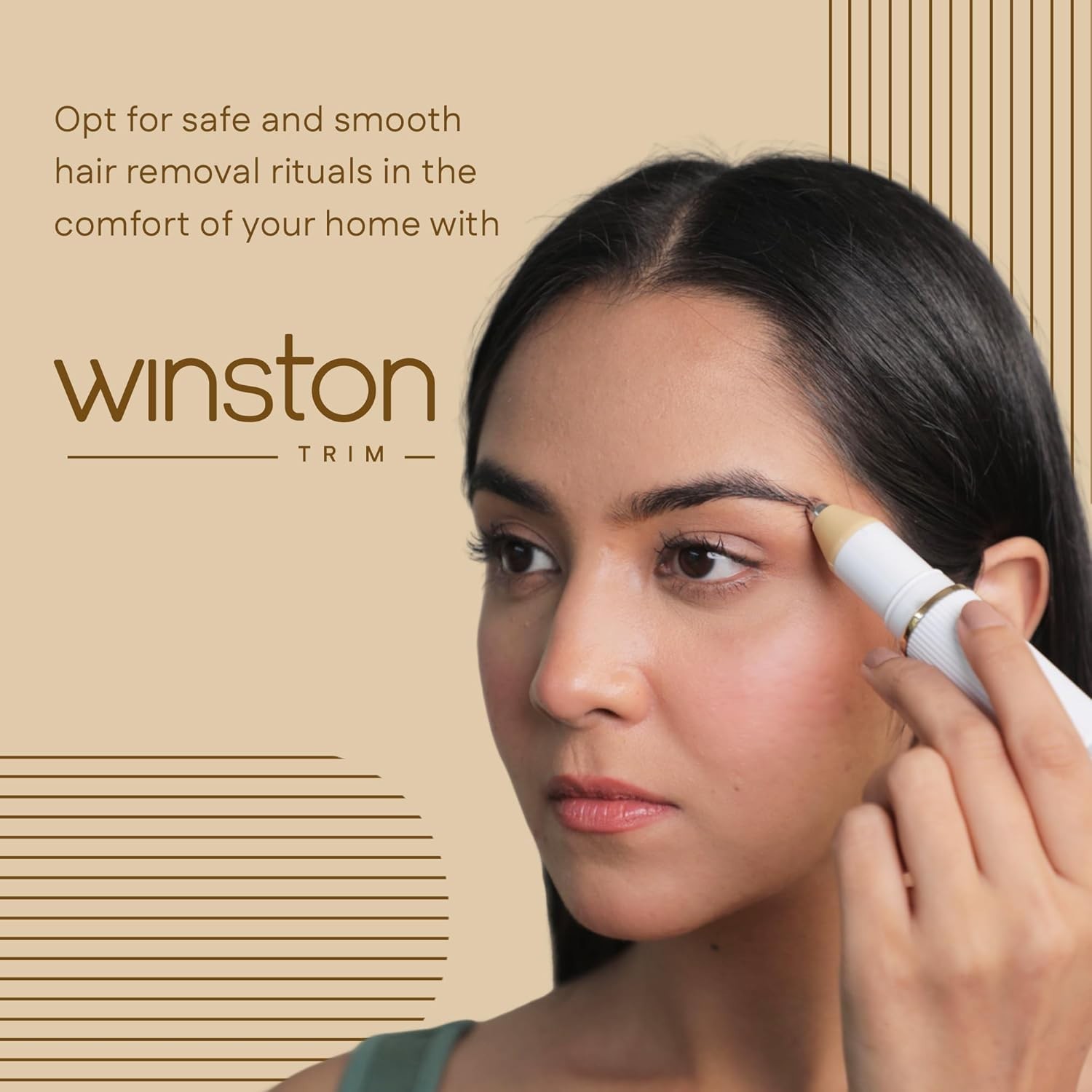 Winston Rechargeable Electric Eyebrow Trimmer for Women,WET-101,White & Gold