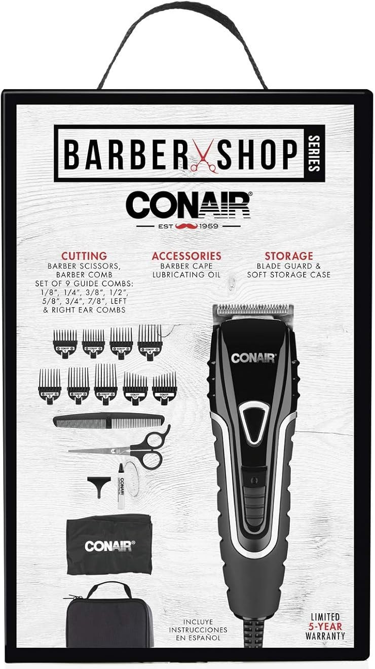 Conair Hair Clippers Barbershop Series No-Slip Grip Home Haircut Kit NEW