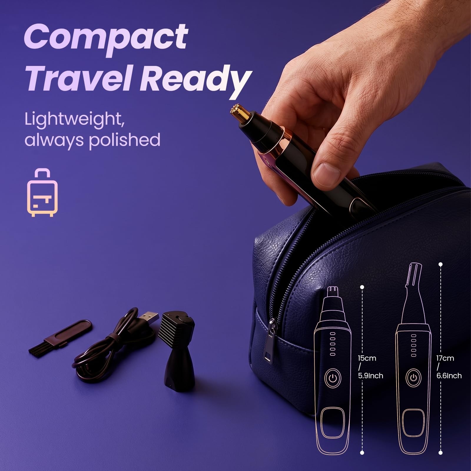 Rechargeable Waterproof Hair Trimmer 36 Deg Rotating Head LED Display