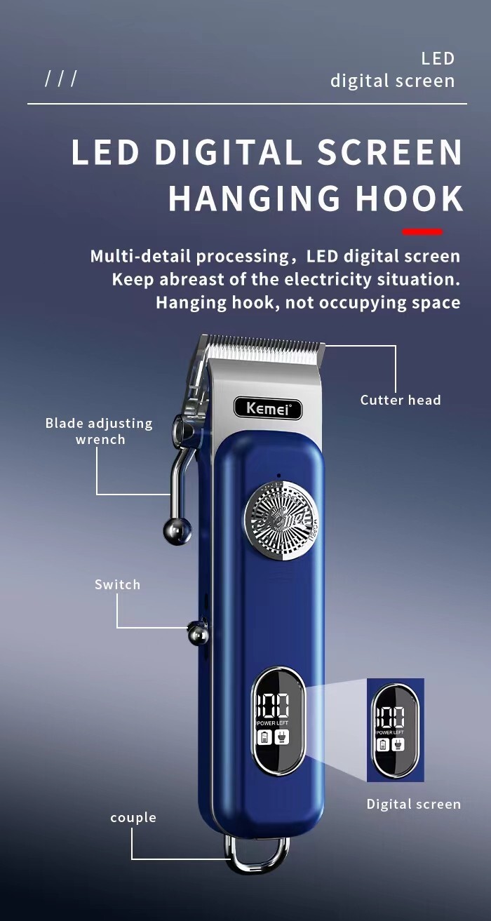 KEMEI Professional Hair Clipper Trimmer Barber LCD Cutting Sets Rechargeable AU