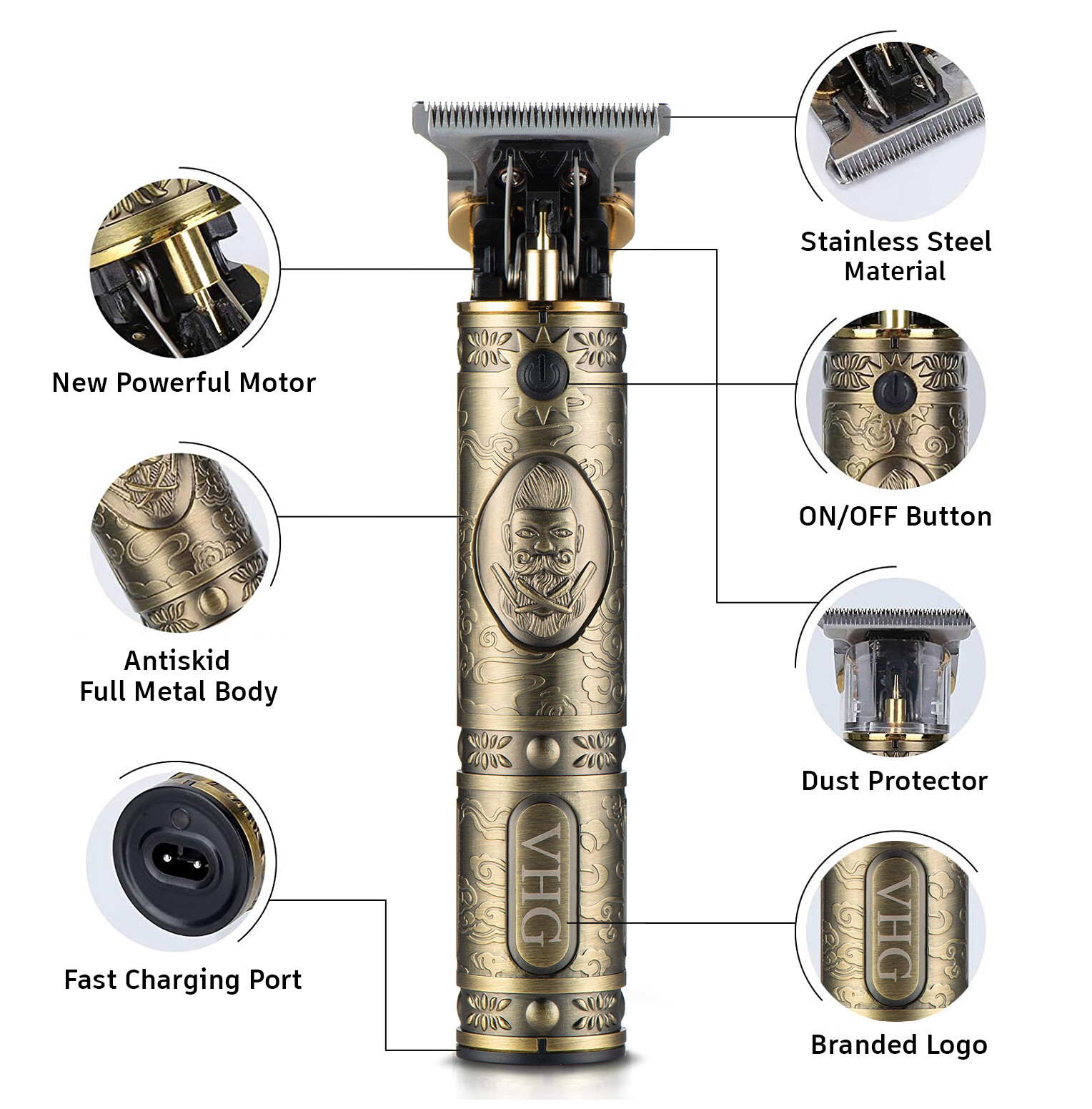 VHG Innovation Ornate Hair Clipper – Professional Barber Hair And Beard Trimmer