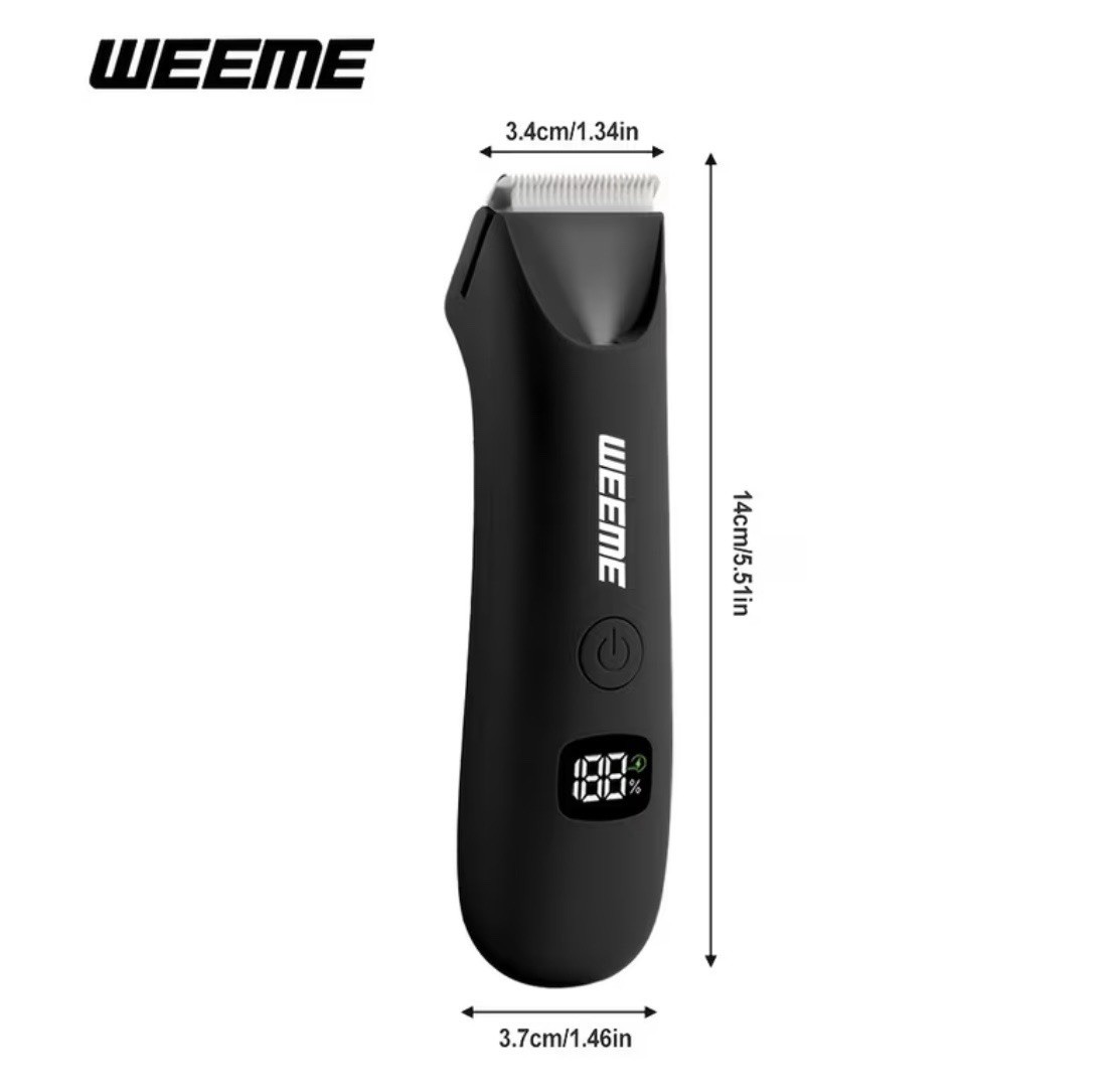 WEEME Body Trimmer USB Rechargeable LED Light Stainless Blade Digital, 4 Guards