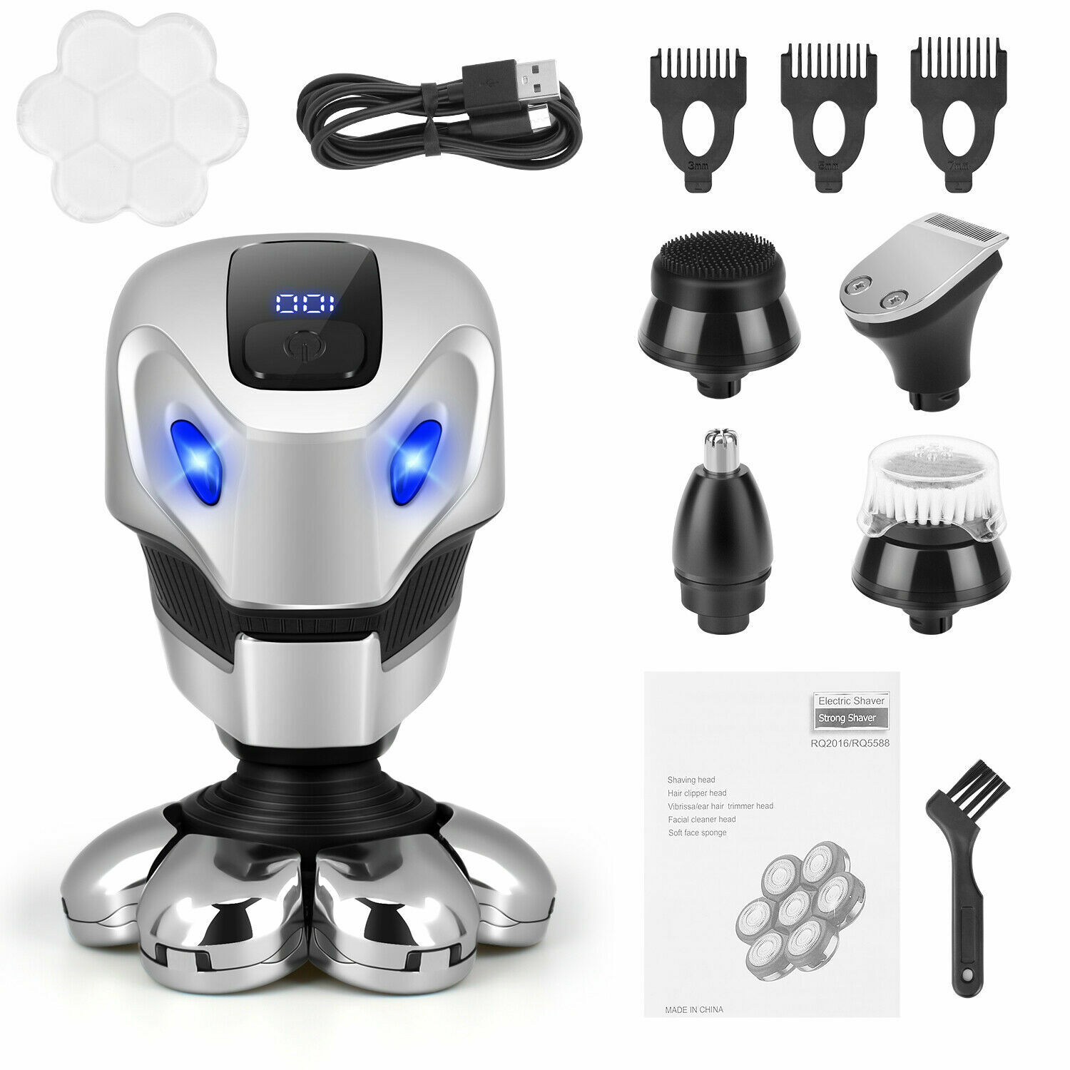 Men’s Razor Rotary Waterproof Electric Shaver Pop-Up Trimmer Wet Dry Cordless US