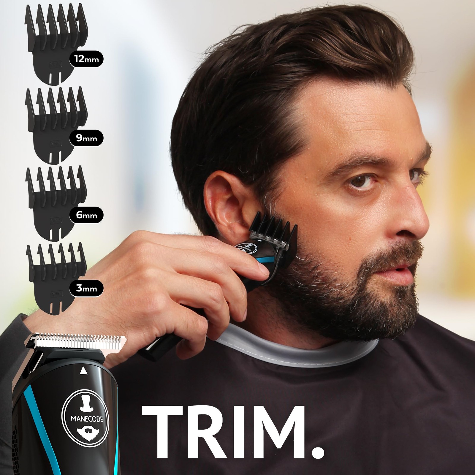 MANECODE® Beard & Hair Trimmer for Men – Self-Sharp Blades® USB-C, Waterproof…