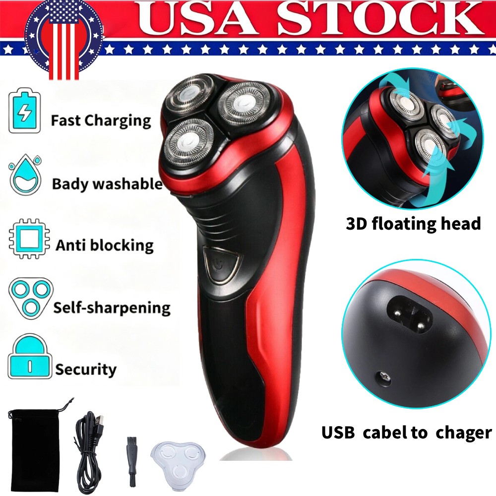 Men’s Razor Rotary Waterproof Electric Shaver Pop-Up Trimmer Wet Dry Cordless US