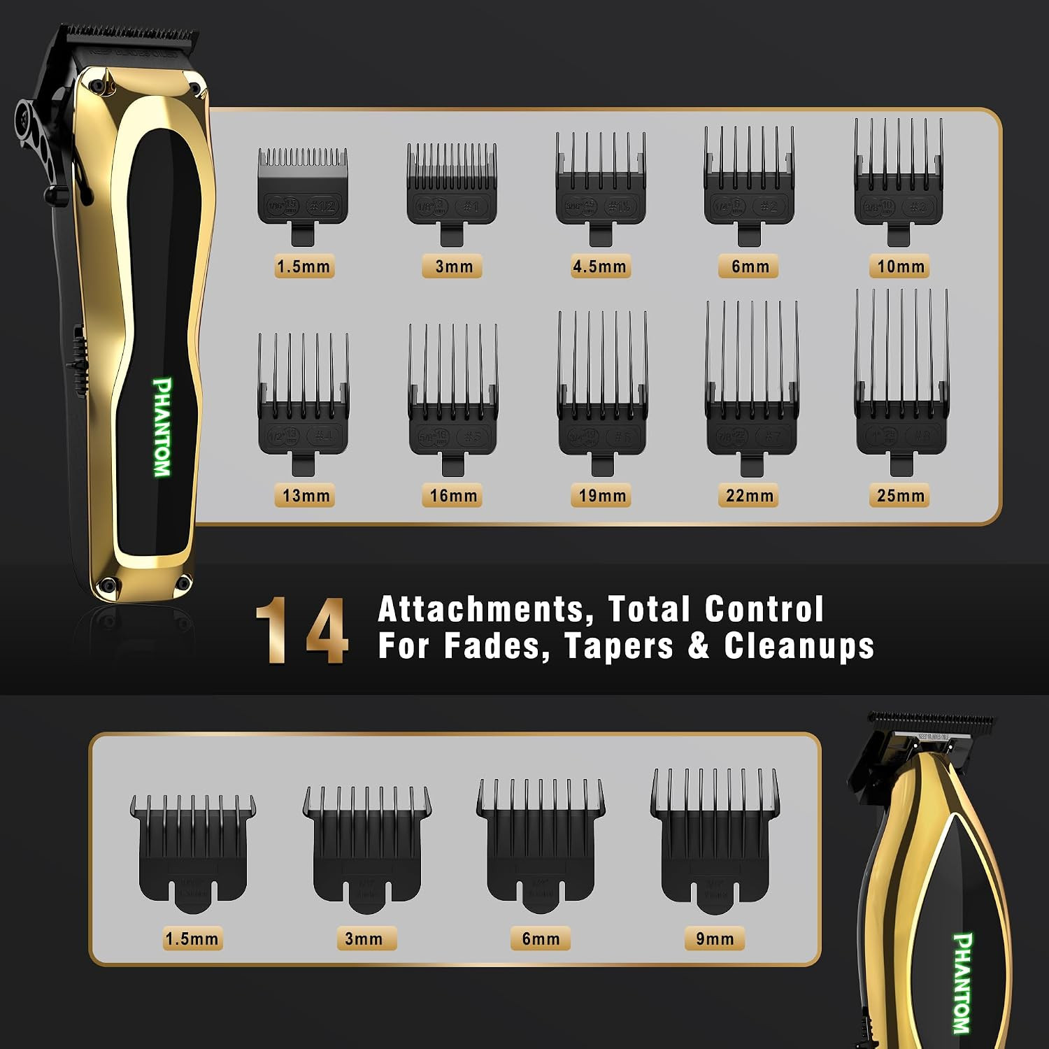 Professional Hair Clippers for Men, Cordless Barber Clippers & Trimmer Set with