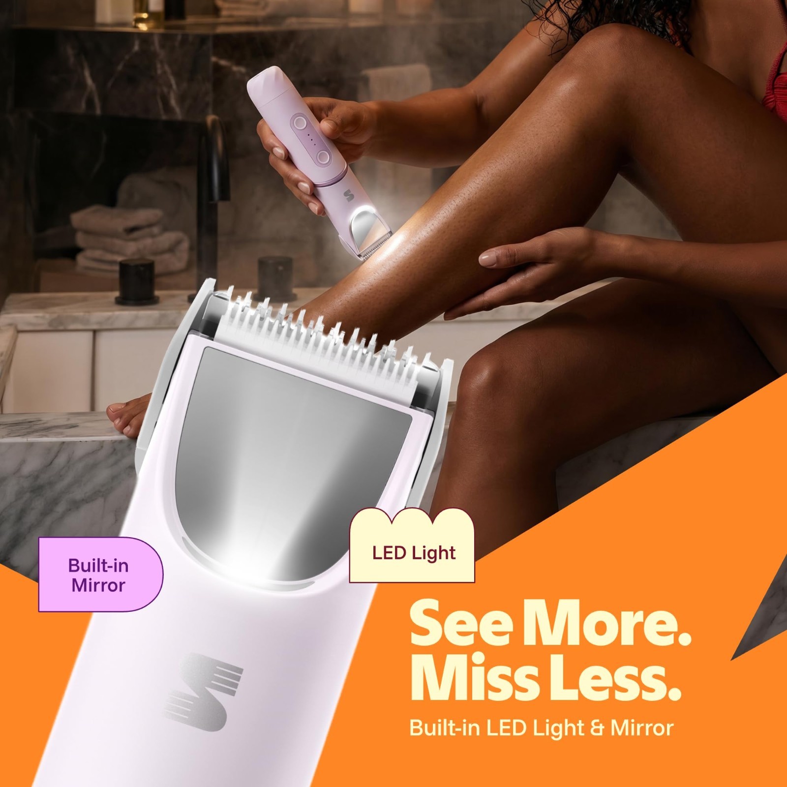 2-in-1 Electric Bikini Trimmer for Women, 180° Rotating Head, Ceramic Blade, IPX