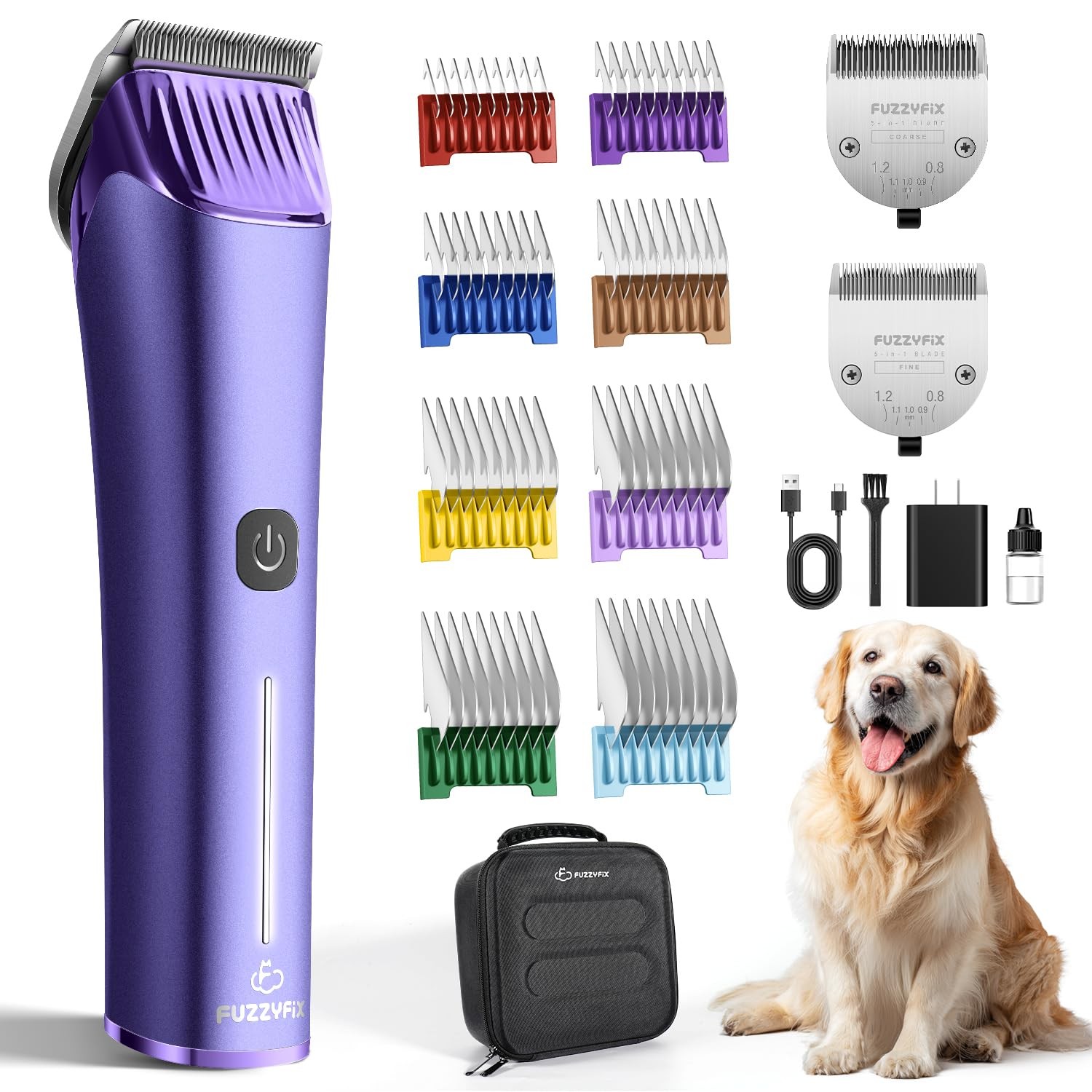 FuzzyFix PC611VX Dog Grooming Clipper with 5-in-1 Replacement Blade