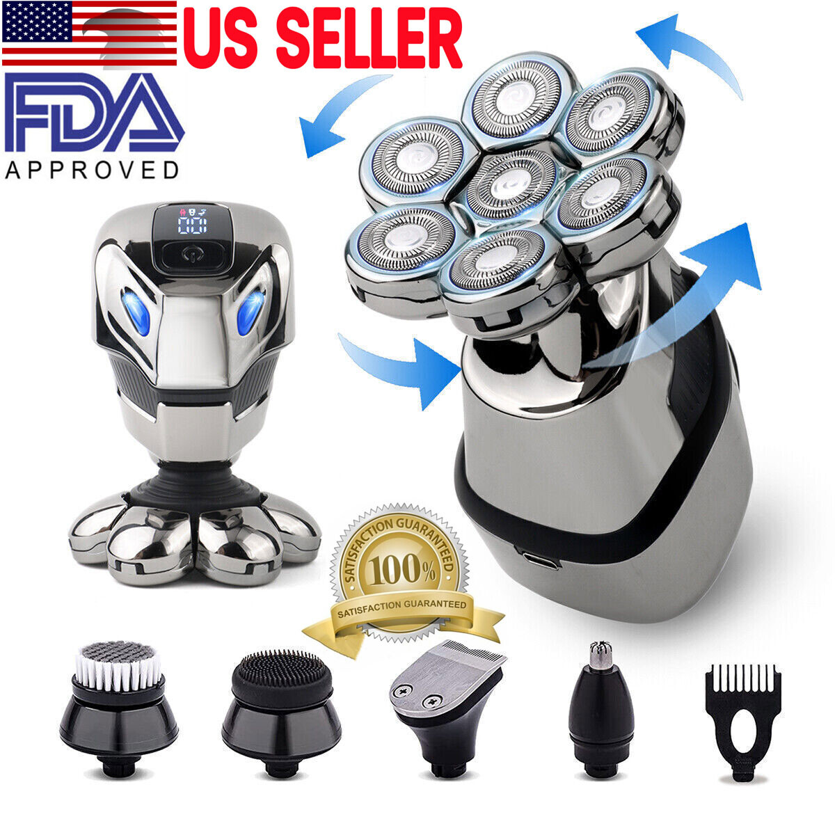 Electric Hair Remover Shavers Bald Head Razor Smooth Skull Cord Cordless Wet Dry