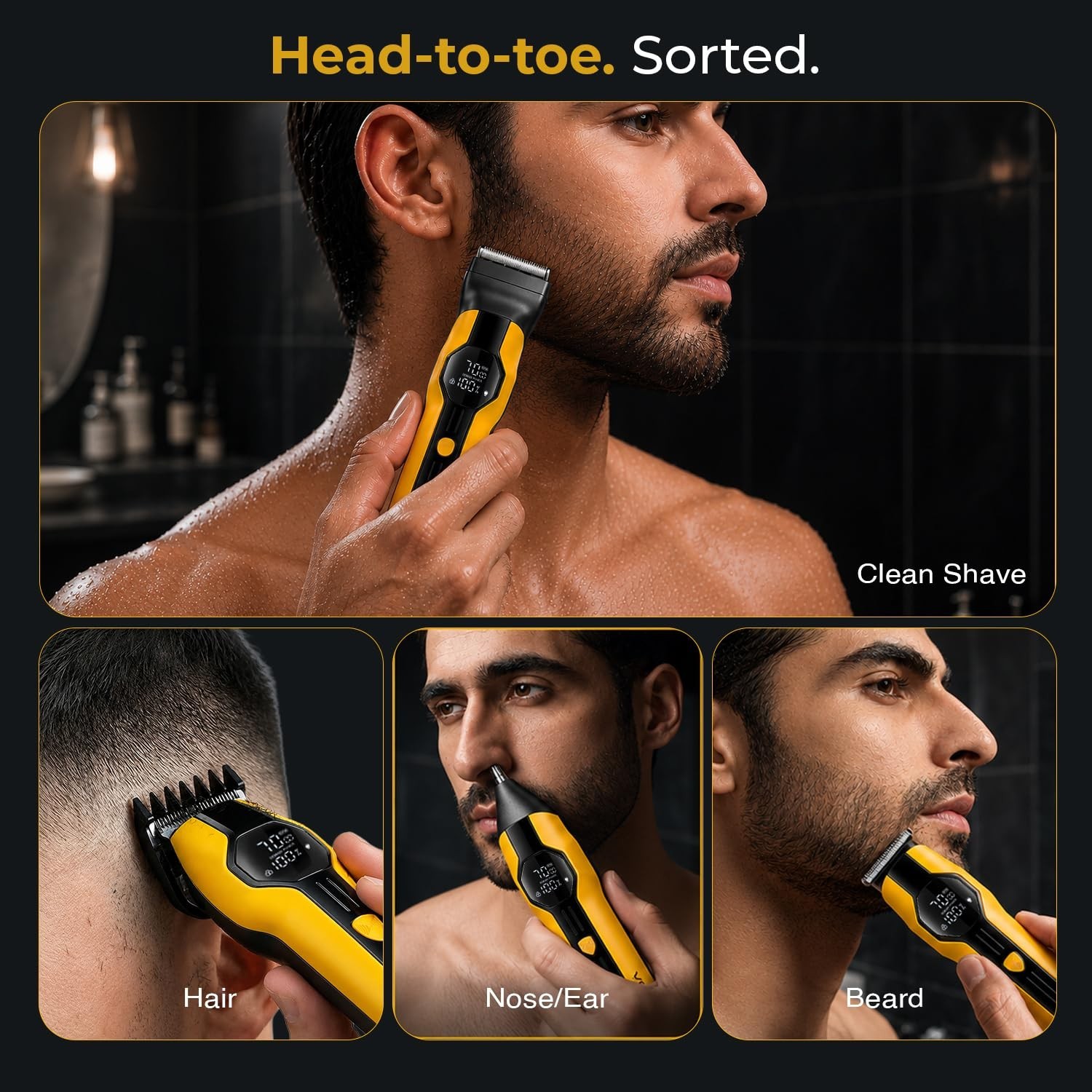 VGR V-173 Professional 6-in-1 Grooming Kit Trimmer for Men Yellow/ FREE SHIPPING