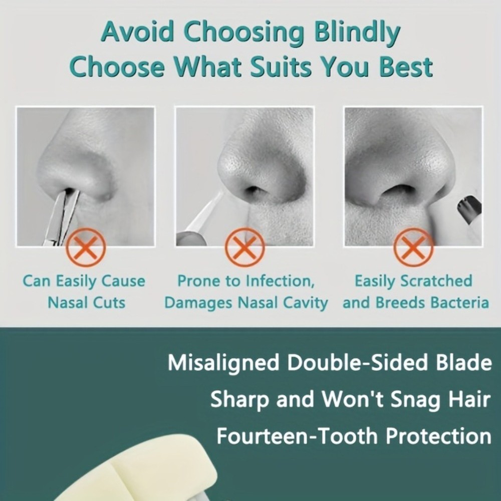 6Pcs Better Than Electric. 2-in-1 Painless Nose Trimmer: 360° Rotating Dual-head