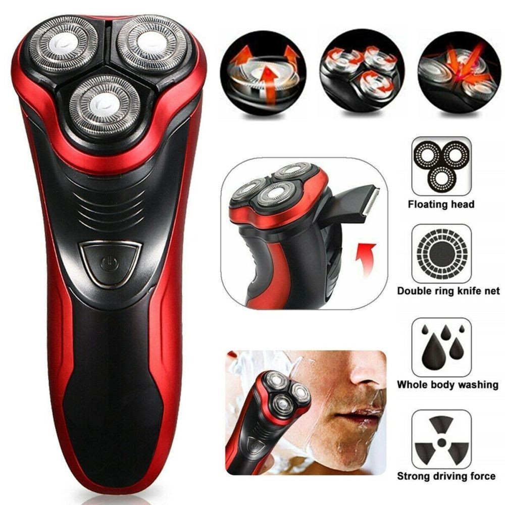 4D Rotary Electric Shaver Rechargeable Bald Head Shaver Beard Trimmer Wet & Dry