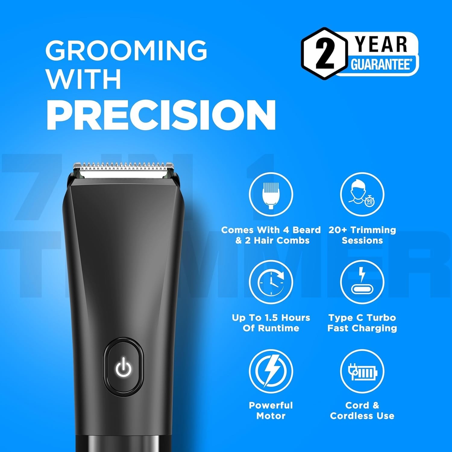 Havells Beard & Hair 7 in 1 Trimmer,BT4001,Black,
