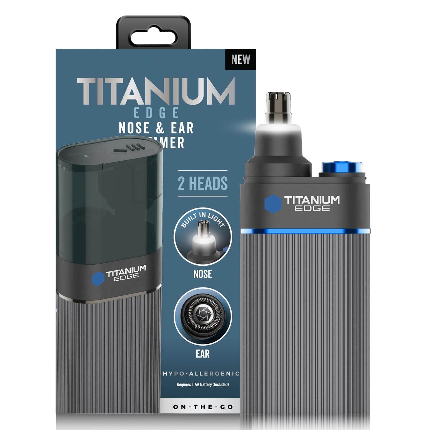 Microtouch Titanium Edge Ear & Nose Trimmer – Dual Rotary Blade Heads with Light