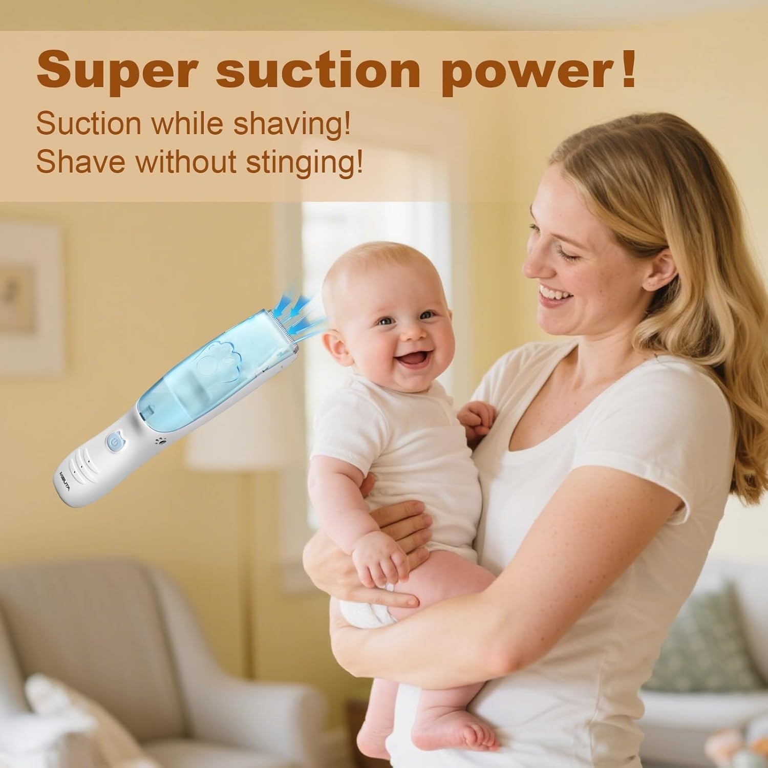 Vacuum Baby Hair Clippers,Silent Clippers for Kids,Cordless Baby Hair Trimmer..