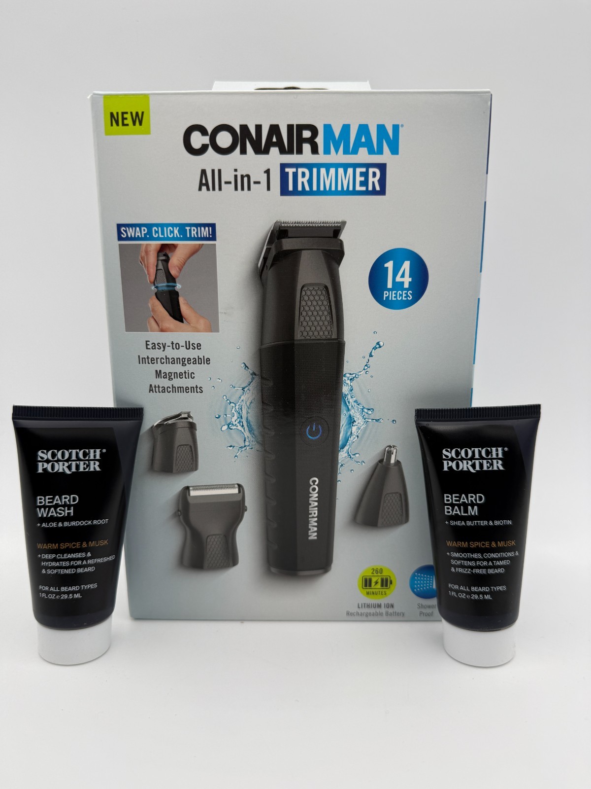 Conair Showerproof Face and Body All-in-One Hair Trimmer 14-Piece + Grooming Kit