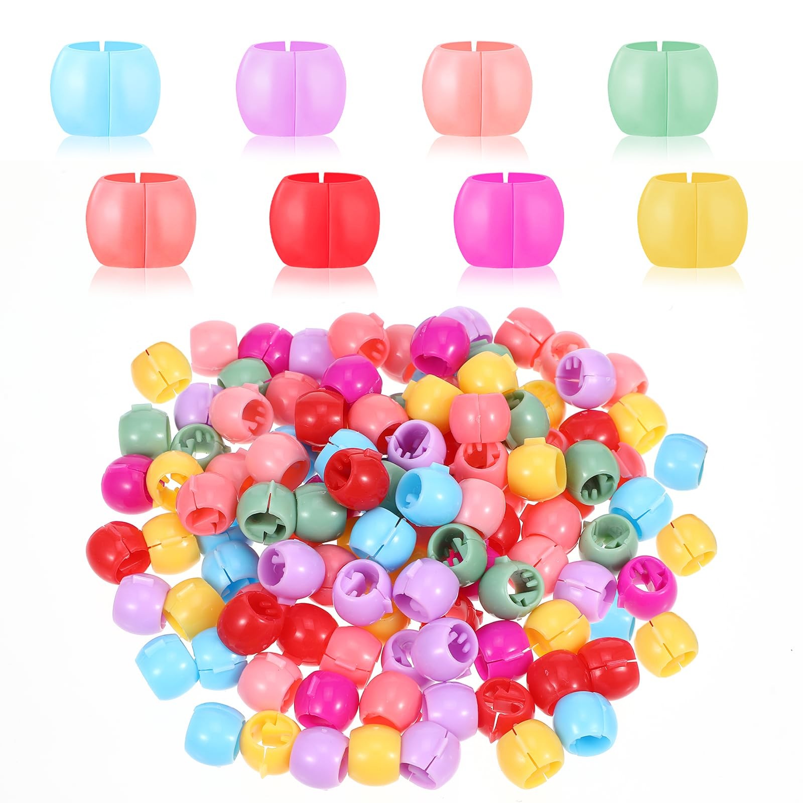 Hair Beads, 100 Pcs Rainbow Mini Clips 1 Count (Pack of 100), Multicolor